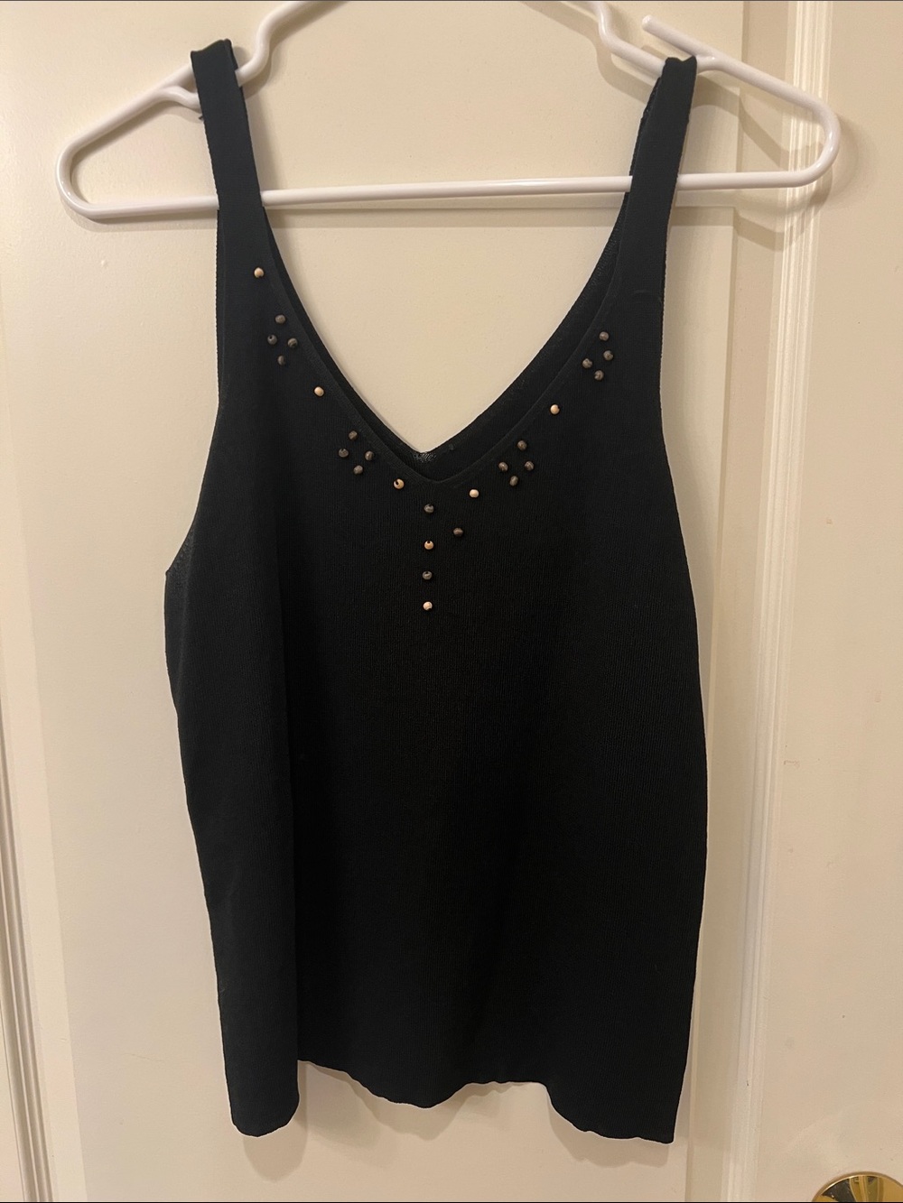 Black Studded V-Neck Tank Top